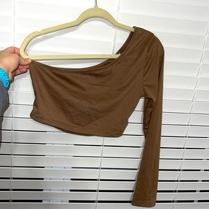 One Arm Long Sleeve Crop Top